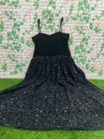 Black Color Velvet Fabric Sequence Work Gown