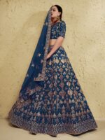 Blue Color Art Silk Fabric Jari With Sequence Embroidery Work Lehenga