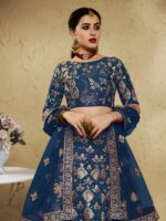 Blue Color Art Silk Fabric Jari With Sequence Embroidery Work Lehenga
