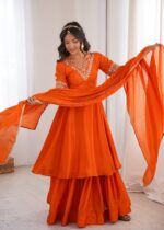 Fanta Color Chinon Silk Fabric Embroidery With Sequence Work Palazzo Suit