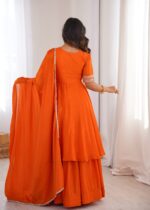 Fanta Color Chinon Silk Fabric Embroidery With Sequence Work Palazzo Suit