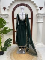 Green Color Faux Georgette Fabric Thread With Sequence Work Gown