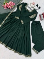 Green Color Faux Georgette Fabric Thread With Sequence Work Gown