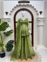 Green Color Salsa Silk Fabric Mukaish Work Palazzo Suit