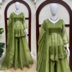 Green Color Salsa Silk Fabric Mukaish Work Palazzo Suit