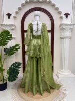 Green Color Salsa Silk Fabric Mukaish Work Palazzo Suit