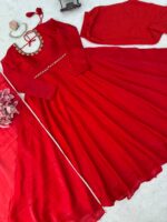 Karva Chauth Special Red Color Fendi Silk Fabric Hand Work Anarkali Suit