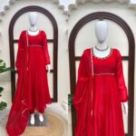 Karva Chauth Special Red Color Fendi Silk Fabric Hand Work Anarkali Suit