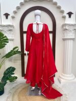 Karva Chauth Special Red Color Fendi Silk Fabric Hand Work Anarkali Suit