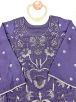 Lavender Color Chinon Silk Fabric Sequence With Cut Dana Bead Work Palazzo Suit