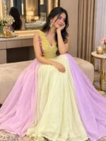 Multi Color Georgette Fabric Embroidery Sequence Work Gown