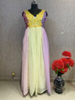 Multi Color Georgette Fabric Embroidery Sequence Work Gown