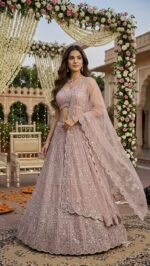 Pastel Pink Color Faux Georgette Fabric Sequence Work Lehenga