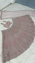 Pastel Pink Color Faux Georgette Fabric Sequence Work Lehenga