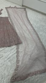 Pastel Pink Color Faux Georgette Fabric Sequence Work Lehenga