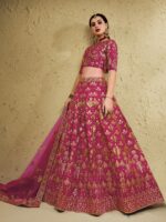 Pink Color Art Silk Fabric Jari With Sequence Embroidery Work Lehenga