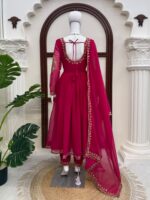 Pink Color Faux Georgette Fabric Thread With Sequence Work Gown
