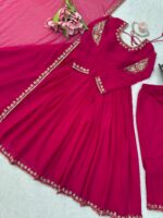 Pink Color Faux Georgette Fabric Thread With Sequence Work Gown
