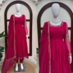 Pink Color Faux Georgette Fabric Thread With Sequence Work Gown