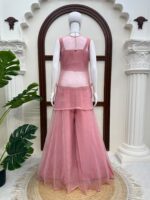 Pink Color Salsa Silk Fabric Hand Work Palazzo Suit