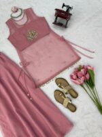 Pink Color Salsa Silk Fabric Hand Work Palazzo Suit