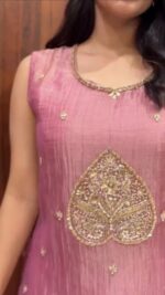 Pink Color Salsa Silk Fabric Hand Work Palazzo Suit