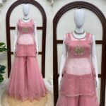 Pink Color Salsa Silk Fabric Hand Work Palazzo Suit