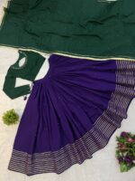 Purple Color Roman Silk Fabric Ghughari With Fancy Lace Lehenga