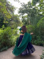 Purple Color Roman Silk Fabric Ghughari With Fancy Lace Lehenga