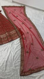 Red Color Thai Silk Fabric Sequence With Jari Thread Work Lehenga