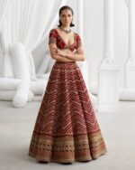 Red Color Thai Silk Fabric Sequence With Jari Thread Work Lehenga