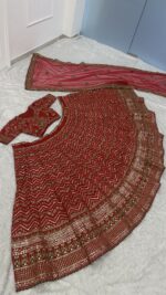 Red Color Thai Silk Fabric Sequence With Jari Thread Work Lehenga