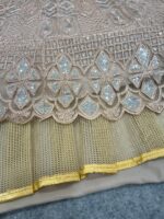 Rose Gold Color Soft Butterfly Net Fabric Coding With Jari Work Lehenga