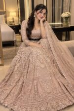 Rose Gold Color Soft Butterfly Net Fabric Coding With Jari Work Lehenga