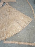 Rose Gold Color Soft Butterfly Net Fabric Coding With Jari Work Lehenga
