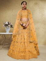 Yellow Color Art Silk Fabric Jari With Sequence Embroidery Work Lehenga