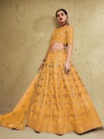 Yellow Color Art Silk Fabric Jari With Sequence Embroidery Work Lehenga