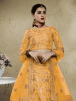 Yellow Color Art Silk Fabric Jari With Sequence Embroidery Work Lehenga