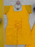 Yellow Color Faux Georgette Fabric Thread With Sequence Work Suit