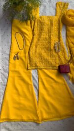 Yellow Color Faux Georgette Fabric Thread With Sequence Work Suit